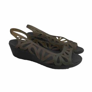 Crocs Sandals Adrina III Mini Wedge Slingback Jellies Cut Out Comfort Grey Taupe